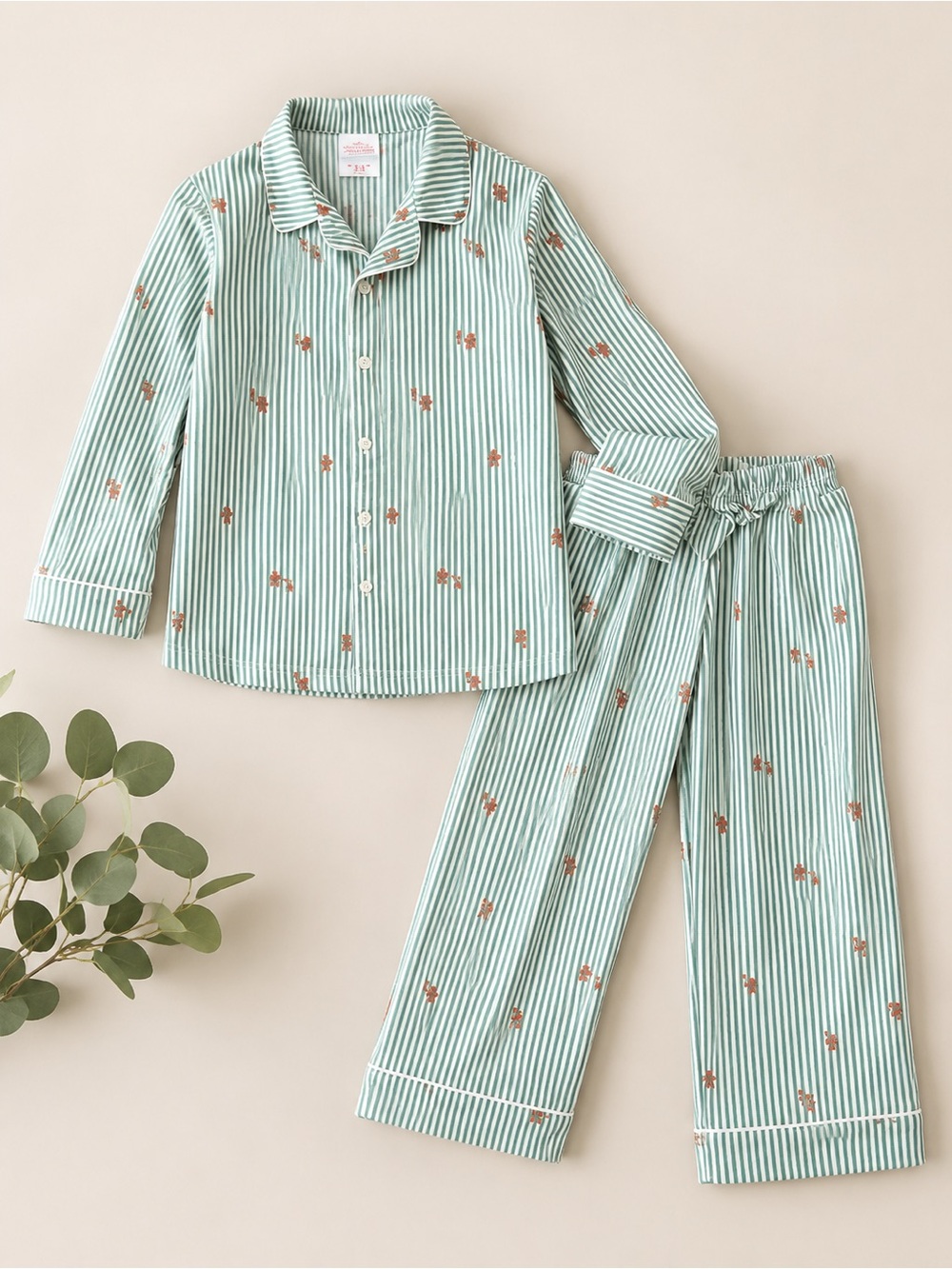 Wondershop Mint Green Striped Two-Piece Pajama Set